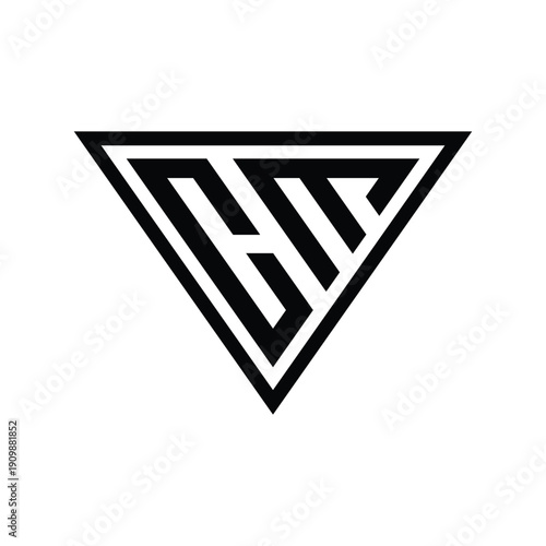 Letter CM or MC triangle shape modern monogram branding logo