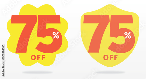 75% sale, off, discount, tag, sticker, retail, cheap, banner, price, value, store. Offer, promo, set, icon, vector, social media, publicity, market, pattern