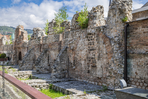 Ruins of the Taslihan archaeological site, a former caravanserai from the Ottoman period.