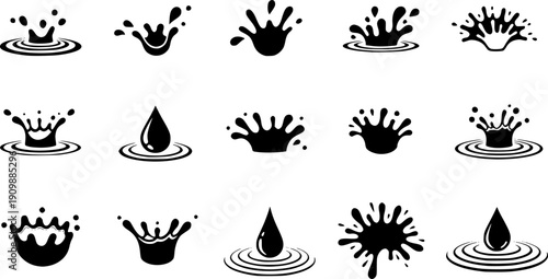 Splash water vector black set icon. Fresh droplet isolated black set icon. Vector illustration splash water on white background.
