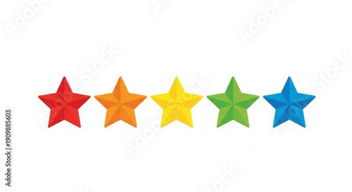 Vibrant star ratings in a row for feedback and evaluation