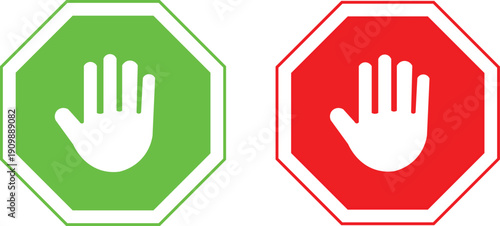 Hand gesture icons for allowed and prohibited actions