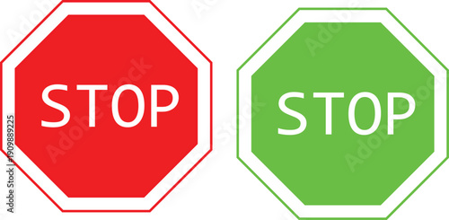 Stop Sign Variations With Different Color Backgrounds Isolated