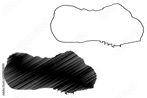 Ie-jima island (Japan, East Asia, Japanese archipelago) map vector illustration, scribble sketch Iejima or Ie Shima map