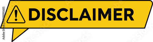 A yellow banner displays the word disclaimer with an exclamation mark icon.