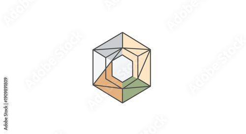 Geometric 3D Cube Illustration with Colored Faces.