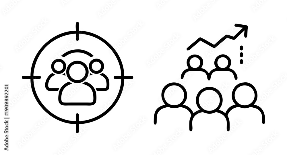 Obraz premium Target audience growth strategy for business success and marketing optimization icon vector