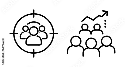 Target audience growth strategy for business success and marketing optimization icon vector