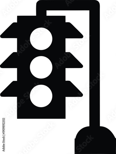 traffic light — silhouette line art vector illustration on transparent background