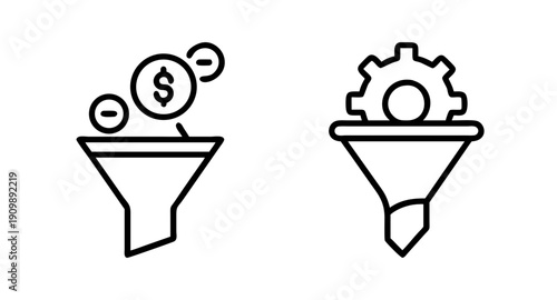 Funnel conversion optimization strategy and sales funnel process management illustration