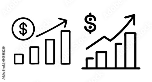 Financial growth chart illustration showing profit increase and business success with dollar sign