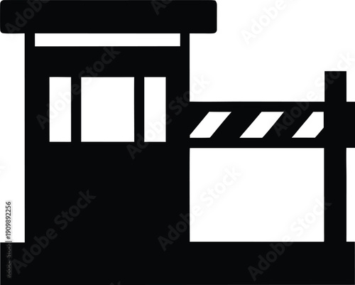 toll booth — silhouette line art vector illustration on transparent background