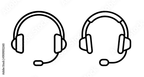 Isolated vector illustration of two headsets great for call center or customer service use