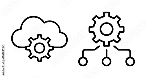 Cloud computing and automation process vector illustration for technology concept design