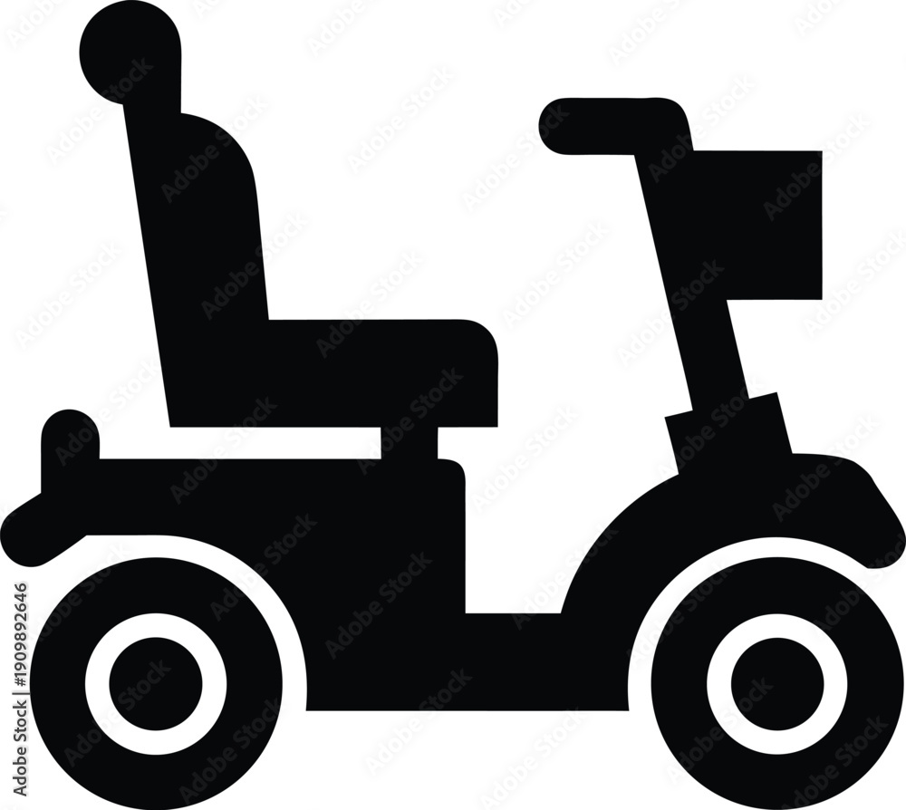Obraz premium mobility scooter — silhouette line art vector illustration on transparent background