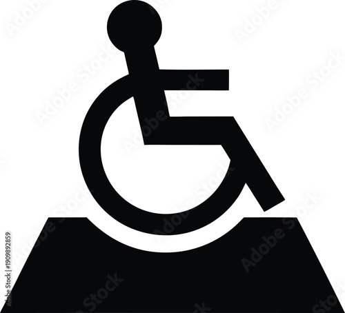 handicap parking sign — silhouette line art vector illustration on transparent background