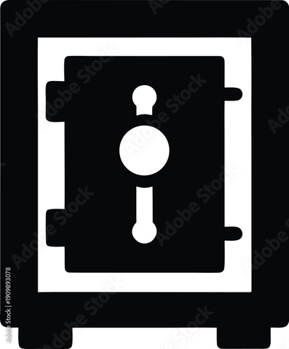 digital preservation vault — silhouette line art vector illustration on transparent background