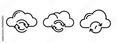 Cloud data sync icon vector illustration for cloud computing and file sharing technology concept