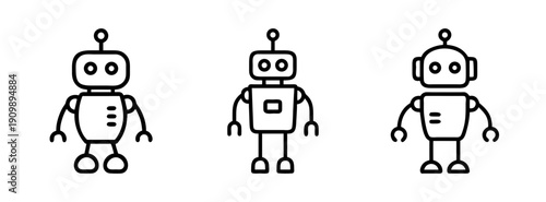 Three robots vector illustration for ai artificial intelligence and robotics technology design