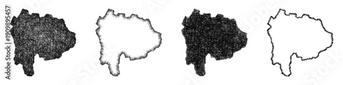 Sketch Yamanashi outline map design set