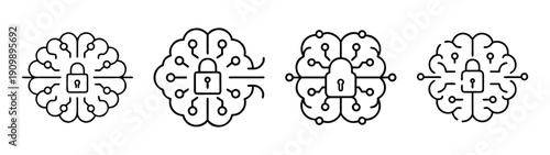 Ai cybersecurity brain lock concept for data protection and artificial intelligence security system