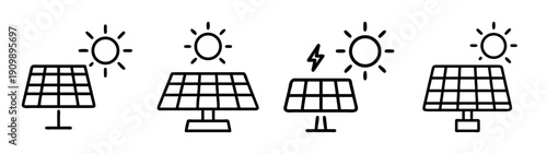 Solar panels illustration: renewable energy, clean power generation, eco friendly technology concept