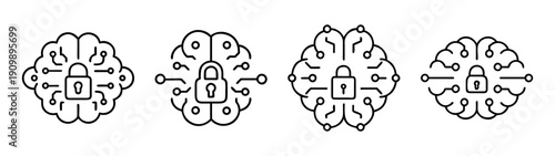 Secure ai brain data protection concept with padlock for cybersecurity and privacy design 90