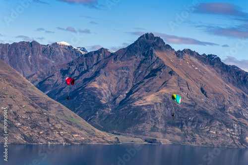 Soaring through the sky above Lake Wakatipu, Queenstown NZ