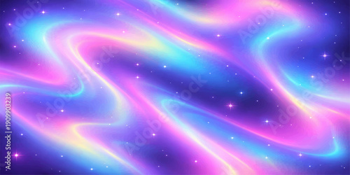 Abstract blue space background featuring a bright galaxy with glowing stars and motion energy textures in a dark cosmic night sky illustration