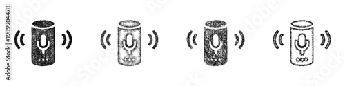 Sketch smart speaker icon design set
