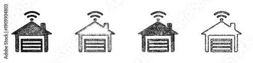 Sketch smart garage icon design set
