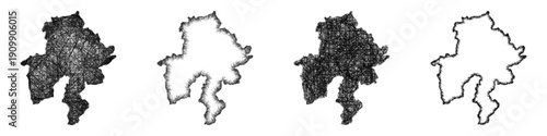Sketch Namur outline map design set