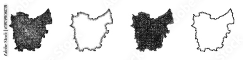 Sketch Oost-Vlaanderen outline map design set