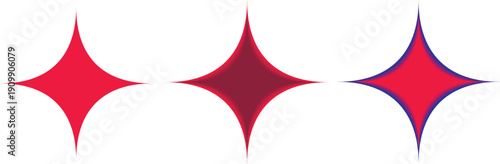 Sparkling starburst icons set with glowing shine effect for decorative highlight elements