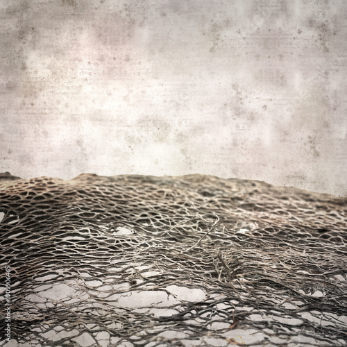 stylish textured old paper square background with inner part of Opuntia cactus dry dead stem