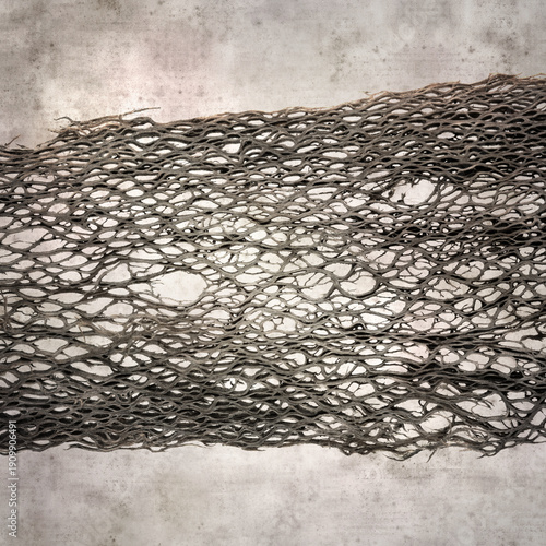 stylish textured old paper square background with inner part of Opuntia cactus dry dead stem