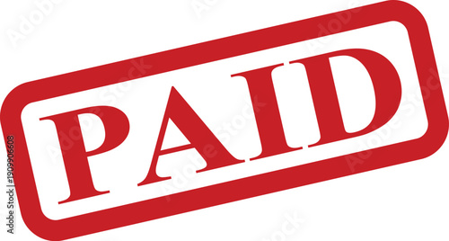 Paid stamp red approval mark for invoice confirmation and transaction completion labeling