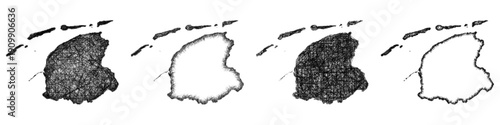 Sketch Friesland outline map design set