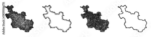 Sketch Overijssel outline map design set