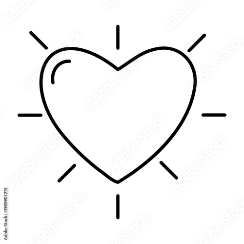Sun in shape of heart. Heart with sun rays linear vector sign, symbol of kindness, volunteer work, charity.
