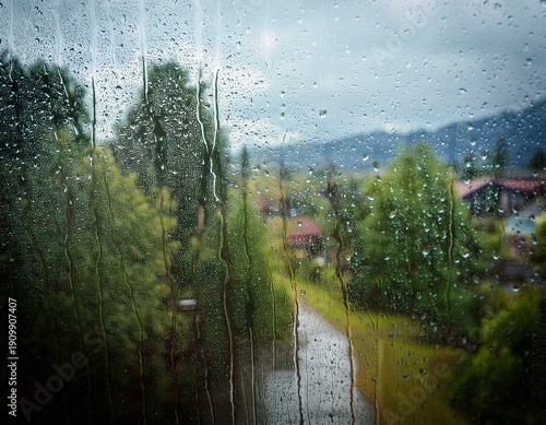 Wallpaper Mural rainy day seen from a window Torontodigital.ca