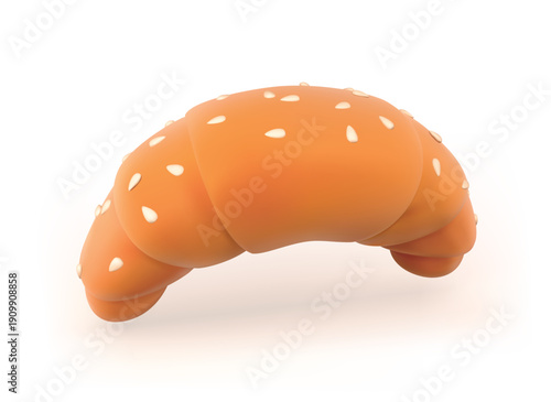 Cartoon Croissant 3D Vector icon illustration