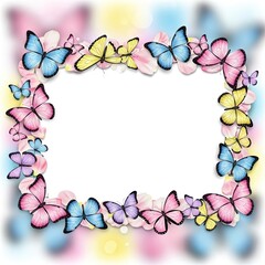 Colorful butterfly frame design illustration for creative backgrounds