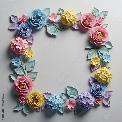 Floral frame with pastel colors for background decoration