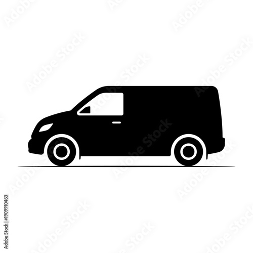 Cargo minivan icon. Black silhouette. Side view. Vector simple flat graphic illustration. Isolated object on a white background.