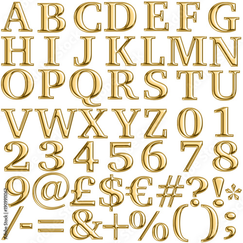 3d golden alphabet set