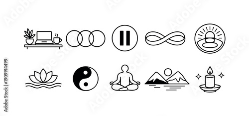 Fitness and gym line icon set. workout, exercise, and equipment icons collection.