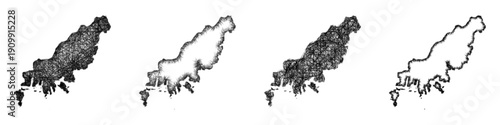 Sketch Busan outline map design set