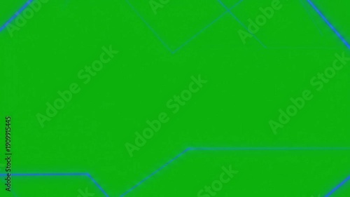 Abstract blue geometric lines on green screen, futuristic network or technology background