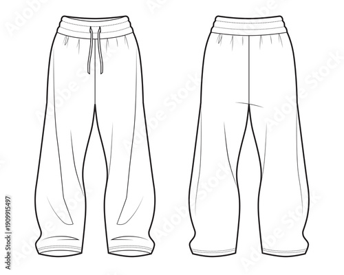 Wide leg pants fashion flat sketch